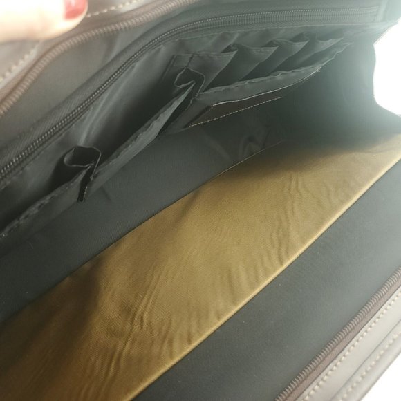 Vintage Jack Georges Womens Dark Brown Leather Double Handle Zip Around Tote Bag - Picture 5 of 14